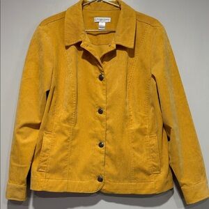 Christopher & Banks Yellow Mustard Corduroy  Jacket Cinched in the Back